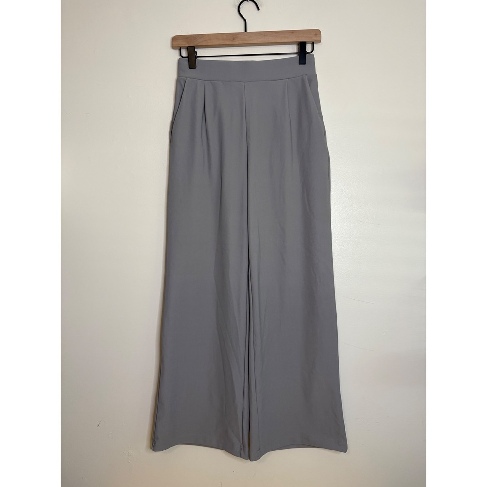 Halara Flex MicroWaffle Wide Leg Pants Grey High Waisted XS NWT